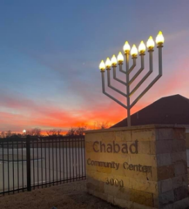 picture of menorah in front of Chabad House of OKC